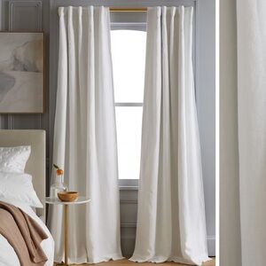 NWT QUINCE Set Of 2 48x96 European Linen Room Darkening Curtains White 3858